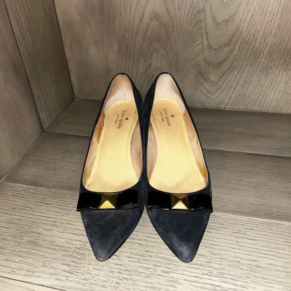 Navy Kate Spade Suede Heels - Picture 1 of 4